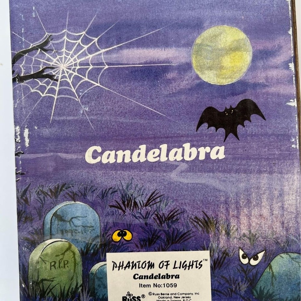 Russ Berrie 7.5” Pumpkin Skeleton Head Candleabra Decoration Vintage 70’s - Picture 7 of 8